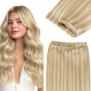 Light Blonde Golden Blonde Human Hair OVO Butterfly Weft 18 Inch Extensions